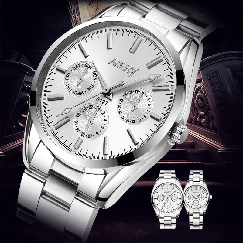 NARY Fashion Casual Watch Women 3 Decorative Dial Sport Watches Silver Full Steel Quartz Wristwatches Ladies Watches Reloj Mujer
NARY Fashion Casual Watch Women 3 Decorative Dial Sport Watches Silver Full Steel Quartz Wristwatches Ladies Watches Reloj Mujer