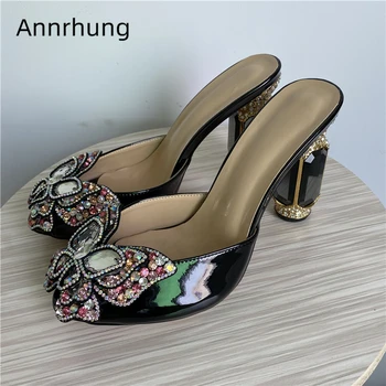 Laser Crystal Butterfly-flower Slippers Women Bright Patent Leather Jeweled Rhinestone Diamond Heel Runway Shoes Woman
Laser Crystal Butterfly-flower Slippers Women Bright Patent Leather Jeweled Rhinestone Diamond Heel Runway Shoes Woman