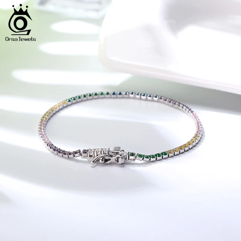 ORSA JEWELS 2020 Newest Women Tennis Bracelets Authentic 925 Sterling Silver Pave Colorful CZ Party Gift Jewelry Bracelet SB62
ORSA JEWELS 2020 Newest Women Tennis Bracelets Authentic 925 Sterling Silver Pave Colorful CZ Party Gift Jewelry Bracelet SB62