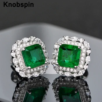Knobspin 100% 925 Sterling Silver Emerald Wedding Earring For Women High Carbon Diamond Anniversary Gift Fine Jewelry Wholesale 
Knobspin 100% 925 Sterling Silver Emerald Wedding Earring For Women High Carbon Diamond Anniversary Gift Fine Jewelry Wholesale