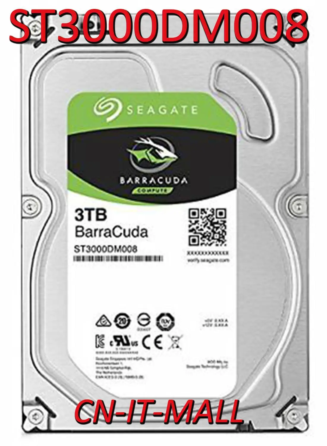 Seagate BarraCuda ST3000DM008 3TB 7200 RPM 64MB Cache SATA 6.0Gb/s 3.5" Hard Drive | Компьютеры и офис