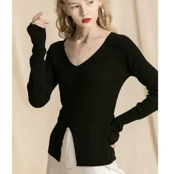 2020 Spring Autumn New Fashion Trend Casual Womens Slim Long-sleeved V-neck Kintting Sweaters All-match Temperament Solid Color
2020 Spring Autumn New Fashion Trend Casual Womens Slim Long-sleeved V-neck Kintting Sweaters All-match Temperament Solid Color