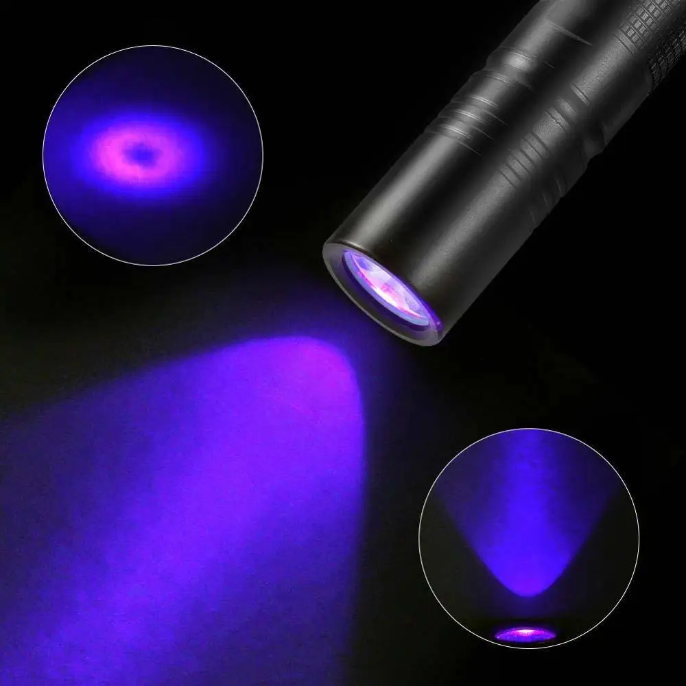 LED UV Flashlight Portable Mini Torch 365nm Purple Flashlight Detection Lamp Without Battery 
LED UV Flashlight Portable Mini Torch 365nm Purple Flashlight Detection Lamp Without Battery