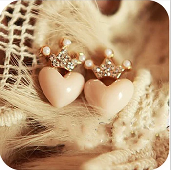New cute Mellow Pink Crystal Crown Peach Heart Love Stud Earrings
New cute Mellow Pink Crystal Crown Peach Heart Love Stud Earrings