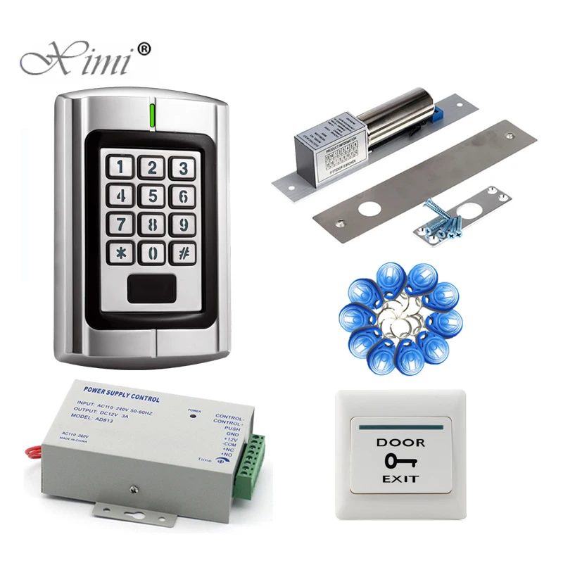 ZK IP65 Waterproof Standalone Door Access Control System With Metal Keypad+Electronic locks,Power Supply,Exit Button,RFID Key
ZK IP65 Waterproof Standalone Door Access Control System With Metal Keypad+Electronic locks,Power Supply,Exit Button,RFID Key