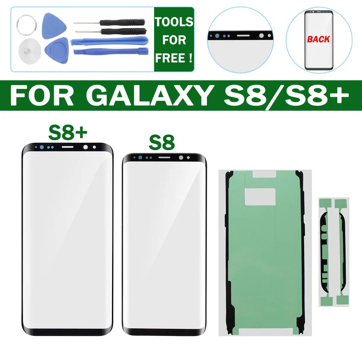 Front Outer Glass Screen Replacement + Adhesive + Tools Set For samsung for galaxy S8/S8 Plus
Front Outer Glass Screen Replacement + Adhesive + Tools Set For samsung for galaxy S8/S8 Plus