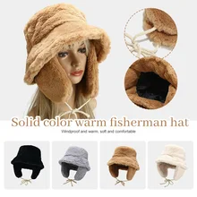 Vintage Women Bucket Hat Winter Plush Panama Cap Ear Flap Fluffy Warm Faux Fur Soft Female Fisherman Sun Hats 
Vintage Women Bucket Hat Winter Plush Panama Cap Ear Flap Fluffy Warm Faux Fur Soft Female Fisherman Sun Hats