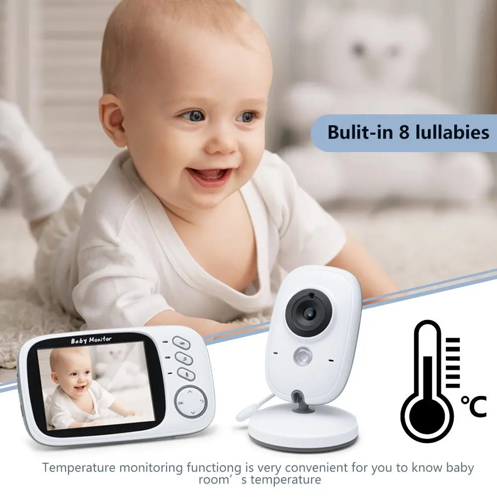NEW VB603 3.2 inch LCD Baby Monitor Nanny Temperature Monitoring Lullaby 2 Way Audio IR Night Vision Security Temperature Camera
NEW VB603 3.2 inch LCD Baby Monitor Nanny Temperature Monitoring Lullaby 2 Way Audio IR Night Vision Security Temperature Camera