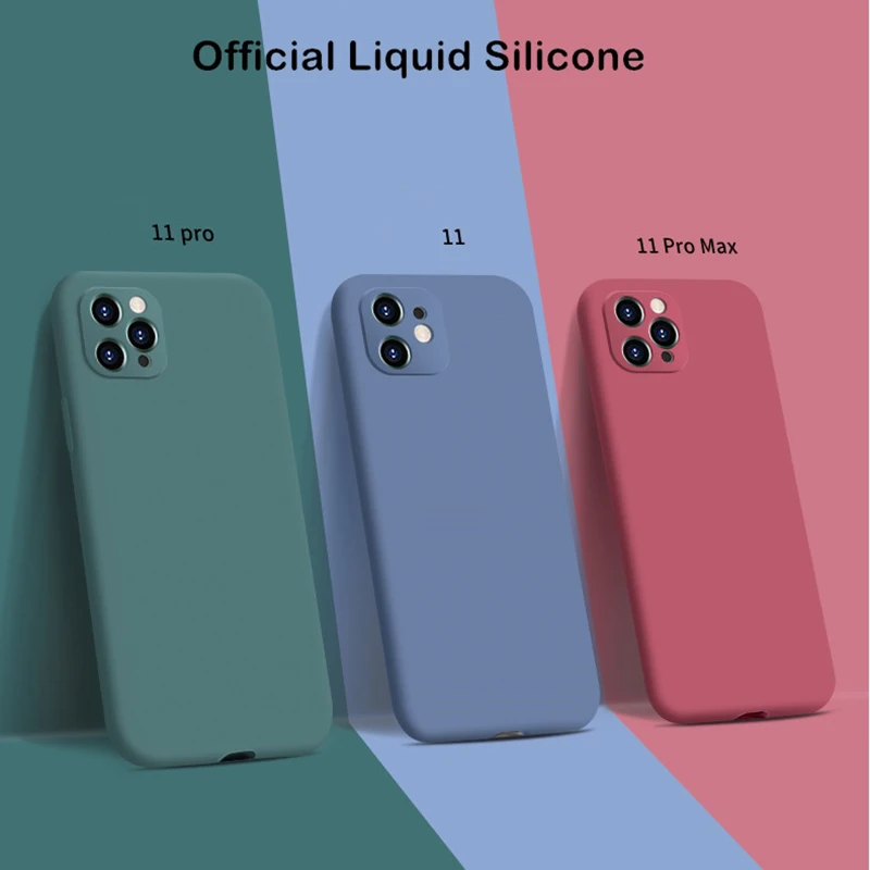 Жидкий силиконовый чехол Skin Feel для iPhone 11 Pro Max защитный объектива камеры простой