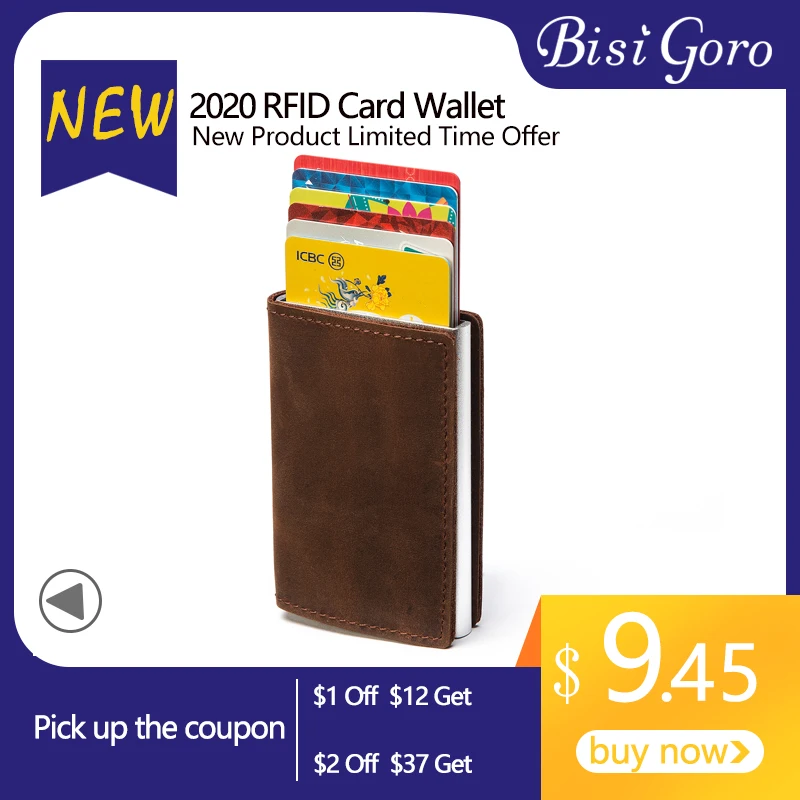 BISI GORO 2020 RFID Card Holder Genuine Leather Aluminum Box Slim Thin Smart New Card Case Clutch Pop-up Wallet Real Leather
BISI GORO 2020 RFID Card Holder Genuine Leather Aluminum Box Slim Thin Smart New Card Case Clutch Pop-up Wallet Real Leather