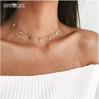 fashion Gold Silver Color Chain Star Pendants Short Necklace Adjustable Choker Necklace For Women Street Wear Jewelry 2020 
fashion Gold Silver Color Chain Star Pendants Short Necklace Adjustable Choker Necklace For Women Street Wear Jewelry 2020