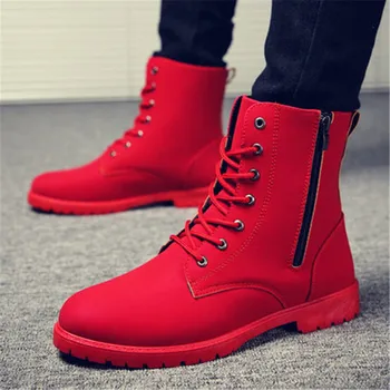 2019 Men Boots British Red High Top Mens Army Boots Korean Zipper Men's Snow Winter Boots Cowboy Boots for Men BLACK size 39-44 
2019 Men Boots British Red High Top Mens Army Boots Korean Zipper Men's Snow Winter Boots Cowboy Boots for Men BLACK size 39-44