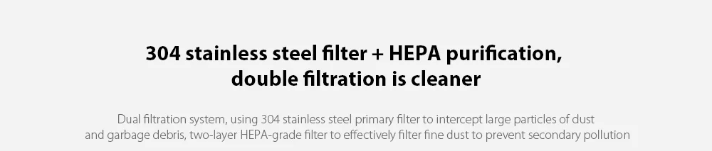 Handheld Vacuum Cleaner FV2 304 stainless steel filter + HEPA purification, double filtration is cleaner Handheld Vacuum Cleaner FV2 304 stainless steel filter + HEPA purification, double filtration is cleaner
