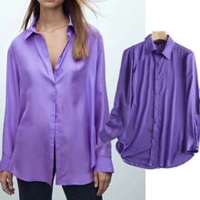 Withered Autumn Blusas Mujer De Moda 2021 England Style Fashion Purple Solid Simple Casual Blouse Women Shirt 
Withered Autumn Blusas Mujer De Moda 2021 England Style Fashion Purple Solid Simple Casual Blouse Women Shirt