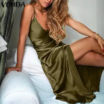 Beach Women Dress VONDA 2020 Sexy Sleeveless Maxi Long Dress Casual Loose Split Party Vests Dress Plus Size Bohemian Sundress
Beach Women Dress VONDA 2020 Sexy Sleeveless Maxi Long Dress Casual Loose Split Party Vests Dress Plus Size Bohemian Sundress