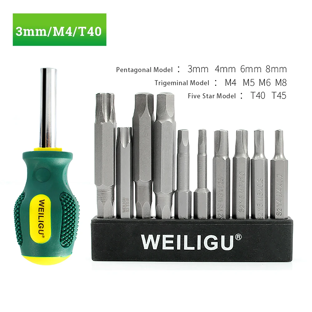 1set/10pcs Bits For Screwdriver Electric Drill 5-point/trident Drive S2 3 4 5 6 8mm T40 T45 Magnetic Hex S1/4 Repair With Handle
1set/10pcs Bits For Screwdriver Electric Drill 5-point/trident Drive S2 3 4 5 6 8mm T40 T45 Magnetic Hex S1/4 Repair With Handle