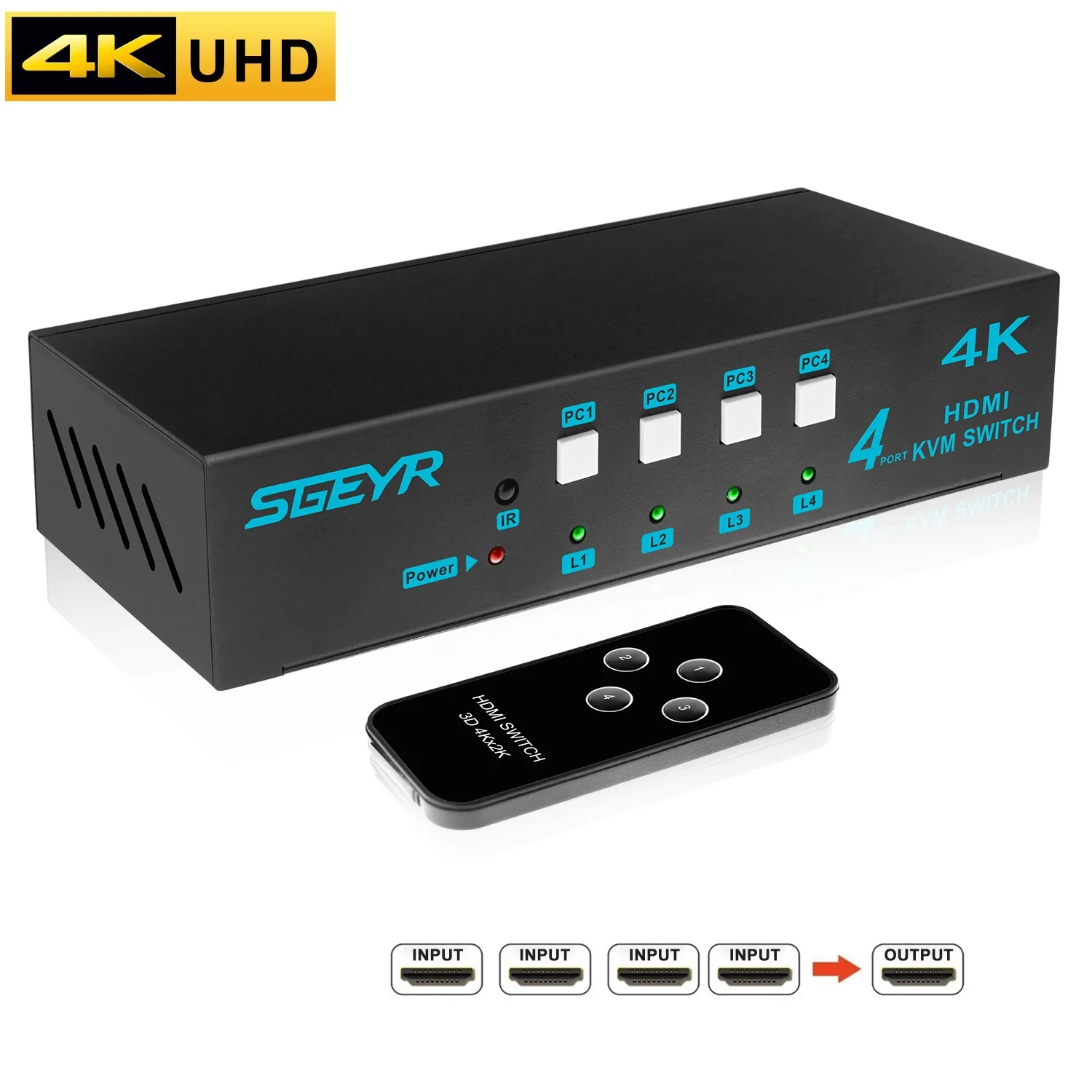 4 порта HDMI KVM переключатель USB 2 0 для принтера монитора клавиатуры мыши шт. с общим