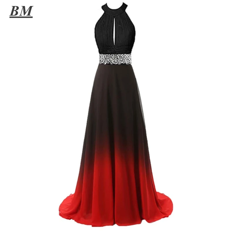 BM Ombre Prom Dresses Halter Chiffon Beading Long Gradient Formal Evening Dress Party Gown Vestidos By Express Delivery BM347 | Свадьбы и