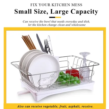Stainless Steel With Swivel Spout Drainboard Cutlery Holder Multipurpose Dish Drying Rack Counter Practical Rustproof Kitchen