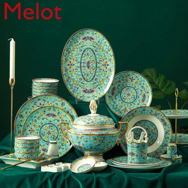 Jingdezhen Tableware Ceramic Bowl and Dish Set High-End Chinese Enamel Bone China Tableware Suit Household Bowl Plate
Jingdezhen Tableware Ceramic Bowl and Dish Set High-End Chinese Enamel Bone China Tableware Suit Household Bowl Plate