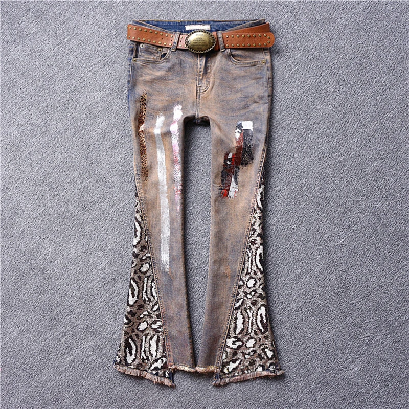VERDEJULIAY Runway Women Jeans 2020 Women High Waist Sequined Embroidery Jeans Leopard Holes Denim Pants Trousers Flare Pant
VERDEJULIAY Runway Women Jeans 2020 Women High Waist Sequined Embroidery Jeans Leopard Holes Denim Pants Trousers Flare Pant