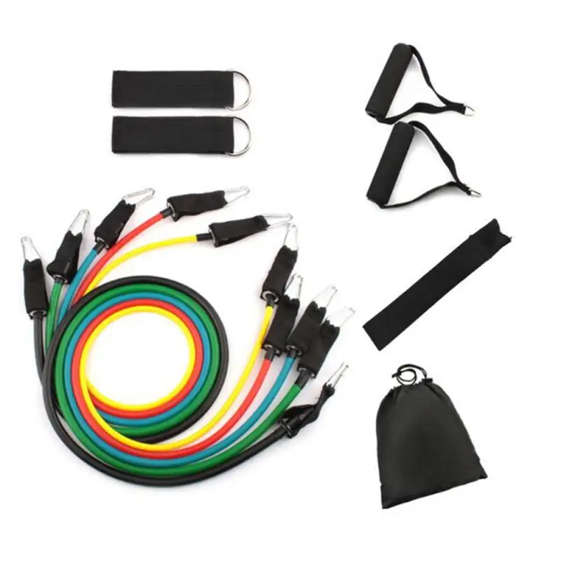 11 Pcs/Set Latex Resistance Bands Crossfit Training Exercise Yoga Tubes Pull Rope Rubber Expander Elastic Fitness with Bag | Спорт и
