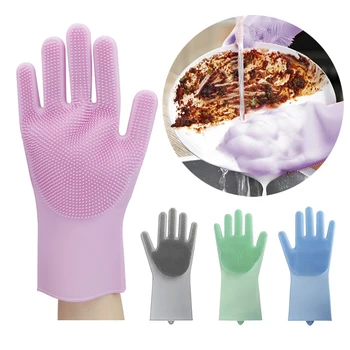 A pair Magic silicone Dish washer gloves Dishwashing sponge Rubber matte gloves Kitchen cleaning sponge silicone gloves
A pair Magic silicone Dish washer gloves Dishwashing sponge Rubber matte gloves Kitchen cleaning sponge silicone gloves