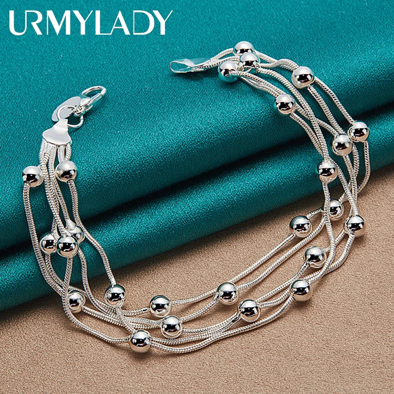 URMYLADY 925 Silver Five Snake Chain Bead Bracelet For Women Jewelry Wedding Fashion Gift
URMYLADY 925 Silver Five Snake Chain Bead Bracelet For Women Jewelry Wedding Fashion Gift