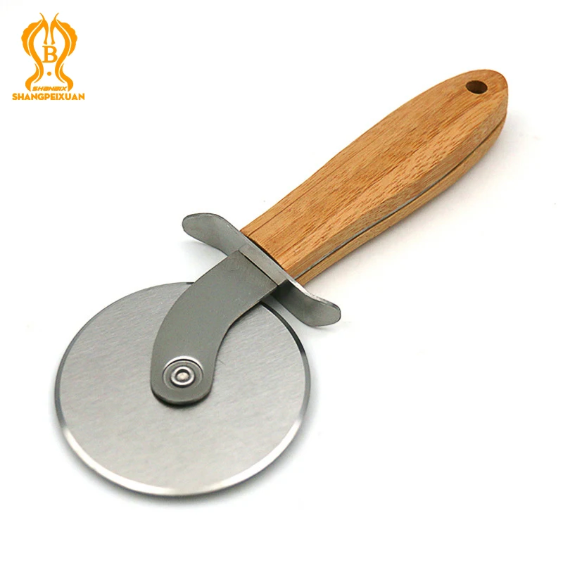 

SHANGPEIXUAN Pizza Wheel Cutter Rotating Pizza Slicer Cutter Stainless Steel Pizza Wheel Knife With Non-Slip Wooden Handle