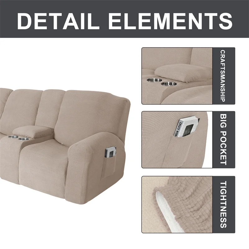 Housse extensible pour fauteuil inclinable 3 places, avec porte-gobelet, en polaire, pour salon Housse extensible pour fauteuil inclinable 3 places, avec porte-gobelet, en polaire, pour salon