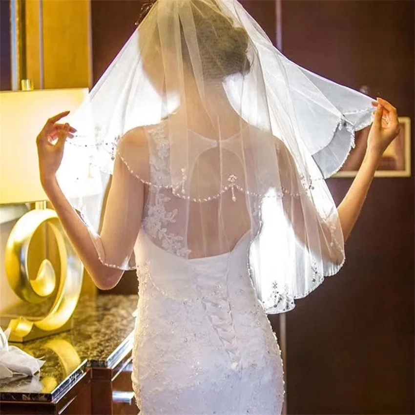 NUOXIFANG White Ivory Smiple 2 layers Short Beaded Pearl Wedding Veil Edge Ruffles with Insert Comb Cheap Bridal veils
NUOXIFANG White Ivory Smiple 2 layers Short Beaded Pearl Wedding Veil Edge Ruffles with Insert Comb Cheap Bridal veils