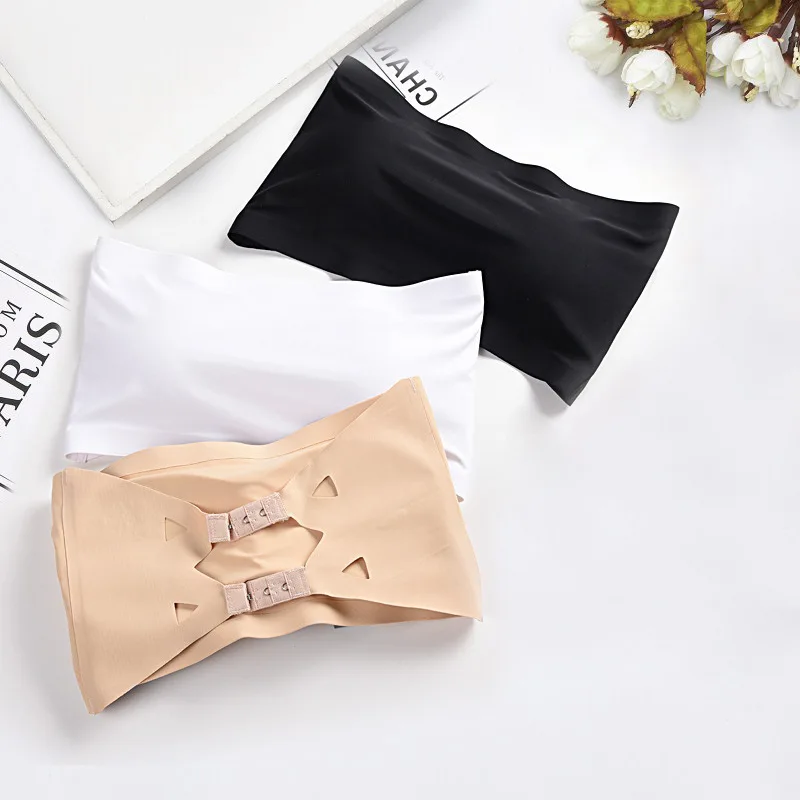 

Strapless Bra Tube Top Beauty Back Female One-Size Invisible Intimates No-Rims Underwear Breathable Wrapped Chest Lingerie