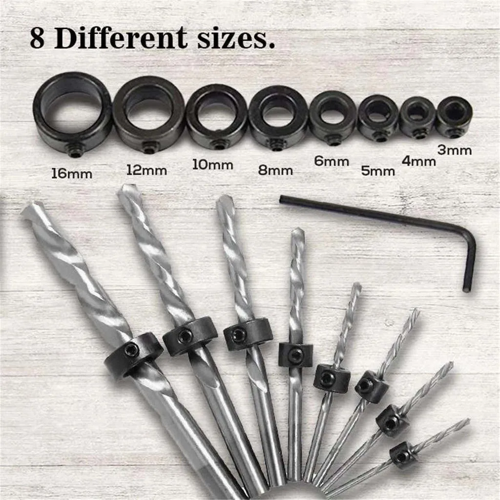 8pcs Set Drill Bit Limiter Collar Ring Positioner Spacing Ring Locator Woodworking Drill Bit Hex Wrench 16/12/10/8/6/5/4/3mm
8pcs Set Drill Bit Limiter Collar Ring Positioner Spacing Ring Locator Woodworking Drill Bit Hex Wrench 16/12/10/8/6/5/4/3mm