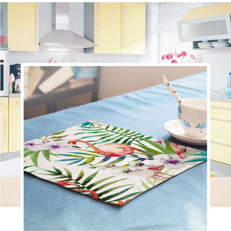 Tableware Mat Table Cloth Tropical Style Leaf Flamingo Print Place mat Cotton Linen Coaster Waterproof Table Mat
Tableware Mat Table Cloth Tropical Style Leaf Flamingo Print Place mat Cotton Linen Coaster Waterproof Table Mat
