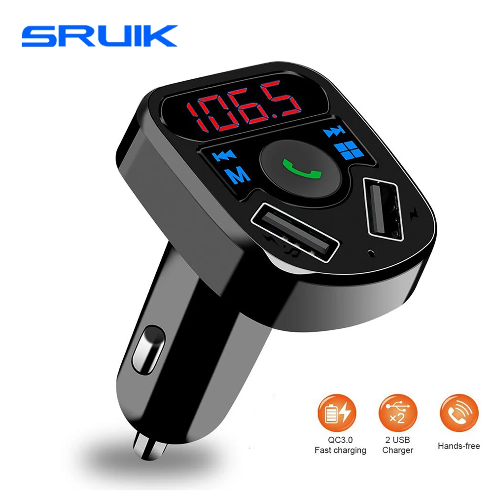 SRUIK Car MP3 Player Bluetooth FM Transmitter Wireless Radio Transmitter Adapter Fm Modulator 2 USB Ports Hands Free Calling
SRUIK Car MP3 Player Bluetooth FM Transmitter Wireless Radio Transmitter Adapter Fm Modulator 2 USB Ports Hands Free Calling