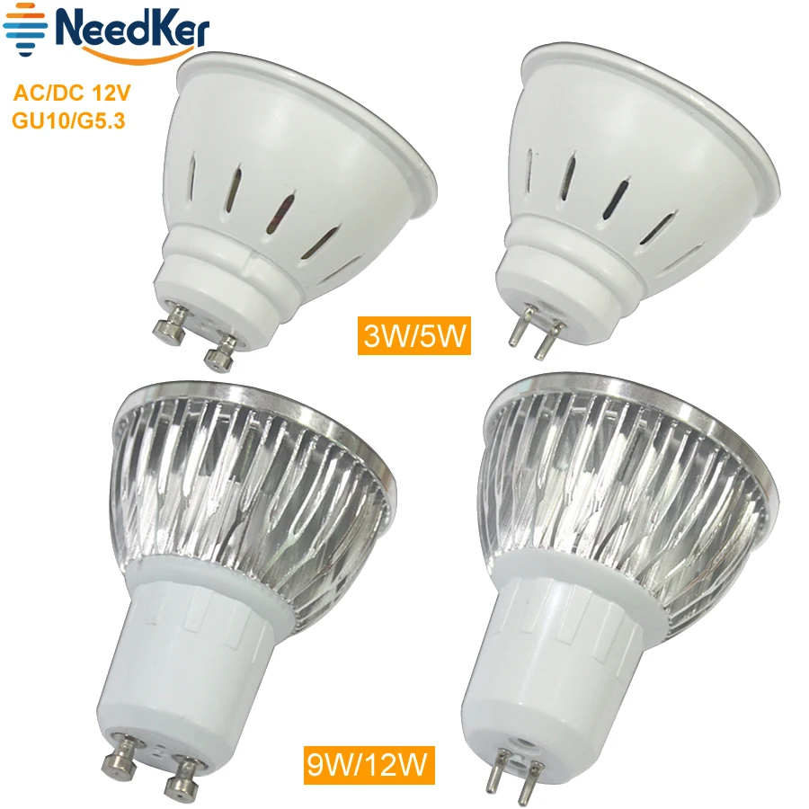 

3W 5W Led Spotlight Frosting SMD2835 Gu10 G5.3 Led Bulb AC/DC 12V COB 9W 12W Led Lamp Warm Cold White Aluminum Body