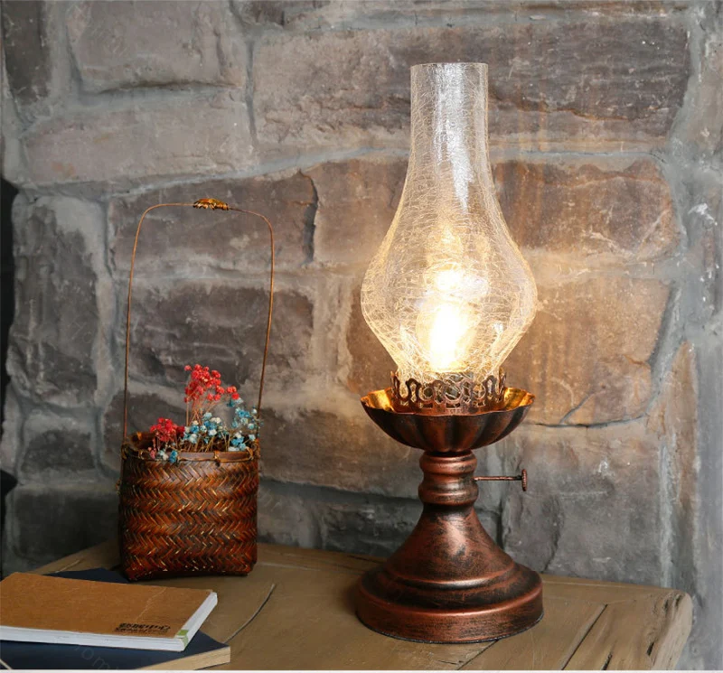 Generic Clear gl shade Homhi Lamp Art Deco Bedside Gl Lampara Led Escritorio Living Room Table