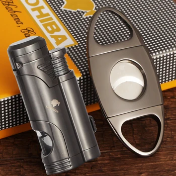 COHIBA Stainless Steel Sharp Blade Cigar Cutter Metal Torch Lighter Butane Gas Cigar Lighter Accessories Set
COHIBA Stainless Steel Sharp Blade Cigar Cutter Metal Torch Lighter Butane Gas Cigar Lighter Accessories Set
