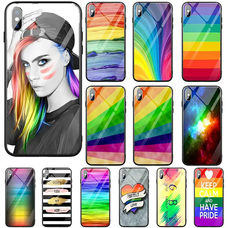 Hard Tempered Glass Cover Mobile Phone Cases for iphone 6 6S 7 8 Plus X XR XS Max Shell Hot Gay Lesbian LGBT Rainbow Pride Art 
Hard Tempered Glass Cover Mobile Phone Cases for iphone 6 6S 7 8 Plus X XR XS Max Shell Hot Gay Lesbian LGBT Rainbow Pride Art