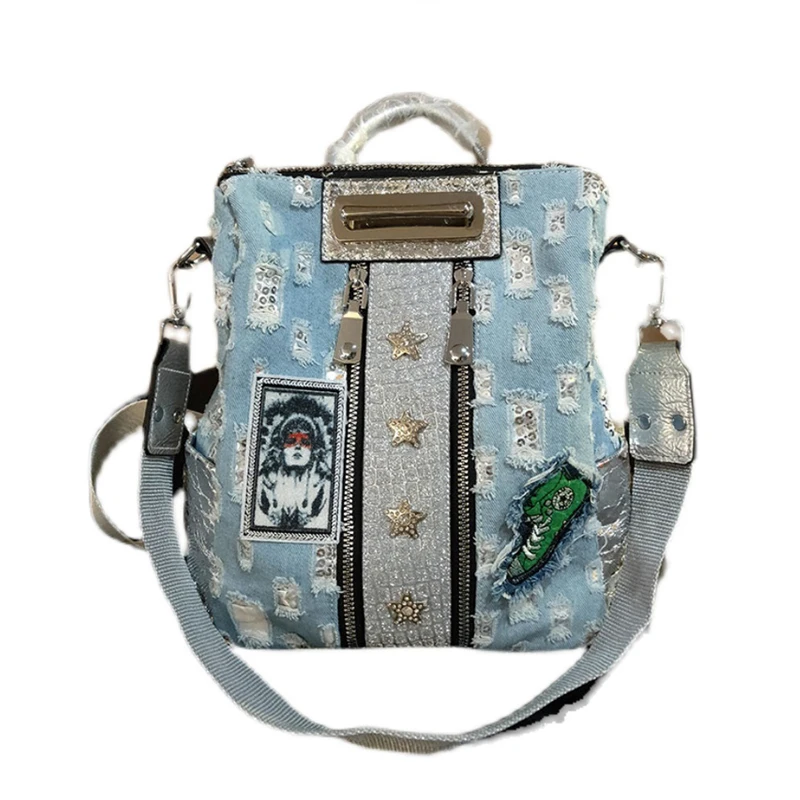 Casual Denim Women's Backpack Large Capacity Travel Ladies Soft Satchel Female Casual Sequins Shoulder Bags
Casual Denim Women's Backpack Large Capacity Travel Ladies Soft Satchel Female Casual Sequins Shoulder Bags