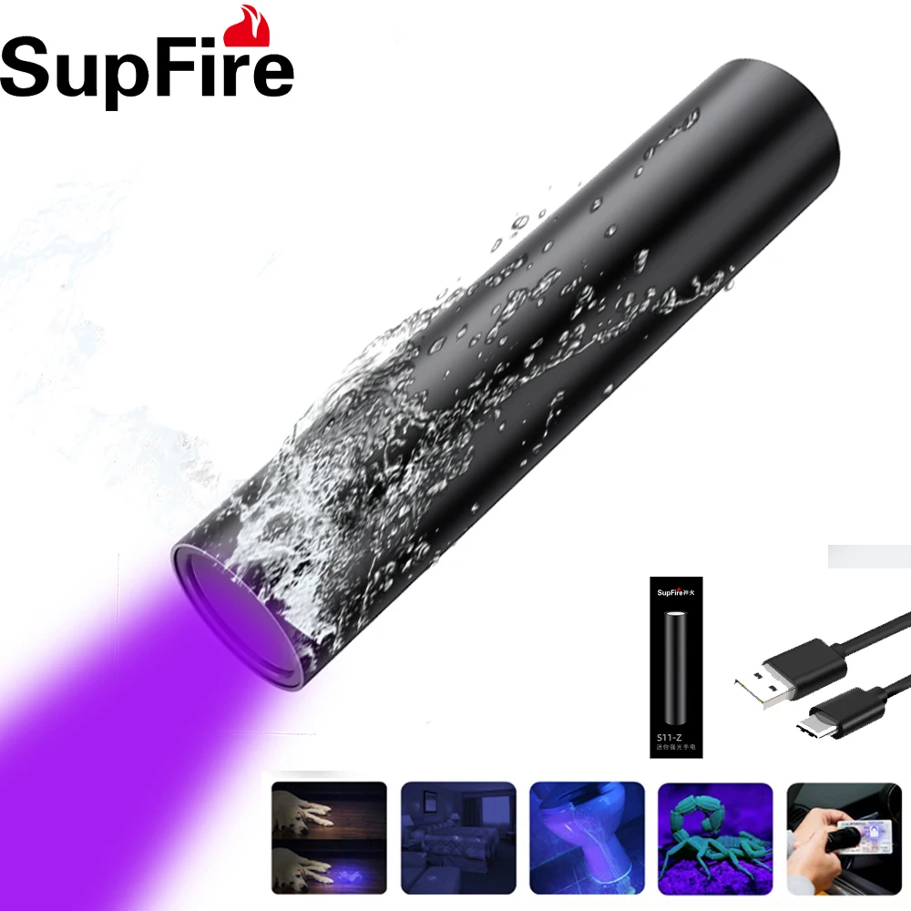 Supfire New LED UV Flashlight Money Detector UV USB Rechargeable Flashlight UV Black Light Pet Urine stain Detector Doctor Torch
Supfire New LED UV Flashlight Money Detector UV USB Rechargeable Flashlight UV Black Light Pet Urine stain Detector Doctor Torch