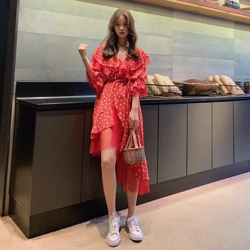 France Non-mainstream Lace Gauze Joint Fairy Skirt Women's 2019 Summer New Style Retro Polka Dot Irregular Dress
France Non-mainstream Lace Gauze Joint Fairy Skirt Women's 2019 Summer New Style Retro Polka Dot Irregular Dress