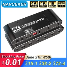 2020 HDMI Matrix 4x2 4K @ 60Hz HDR Switch Splitter 4 in 2 out YUV 4:4:4 Optical SPDIF + 3.5mm jack Audio Extractor HDMI Switcher 2020 HDMI Matrix 4x2 4K @ 60Hz HDR Switch Splitter 4 in 2 out YUV 4:4:4 Optical SPDIF + 3.5mm jack Audio Extractor HDMI Switcher