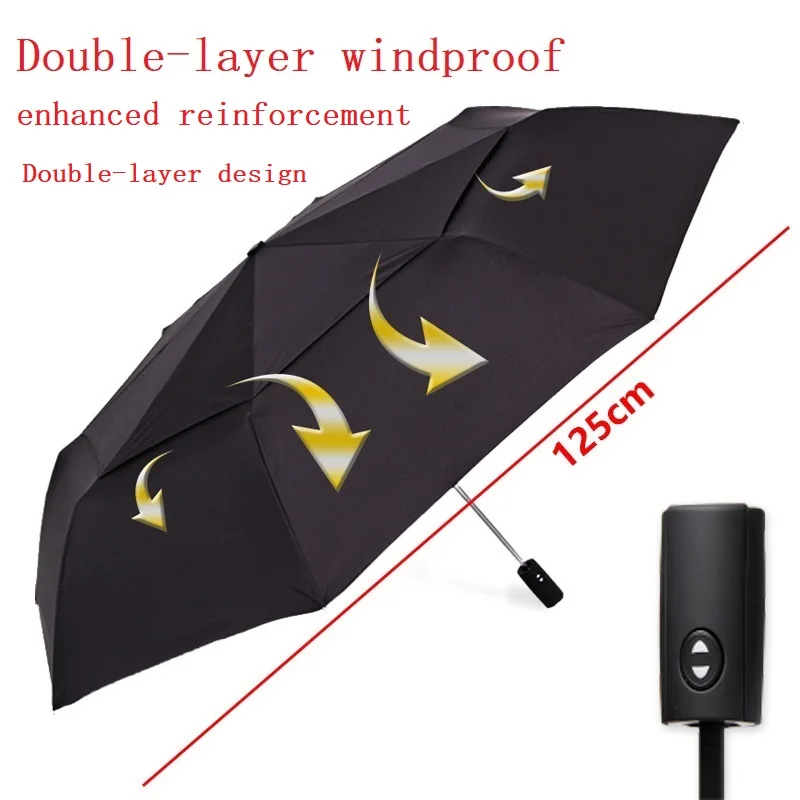 125cm double-layer automatic opening and closing reinforced umbrella three-folding enlarged umbrella men's business umbrella
125cm double-layer automatic opening and closing reinforced umbrella three-folding enlarged umbrella men's business umbrella