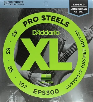 Eps300 prosteels string kit for bass guitar, Lt top/Med bottom, 43-107, D'Addario
Eps300 prosteels string kit for bass guitar, Lt top/Med bottom, 43-107, D'Addario