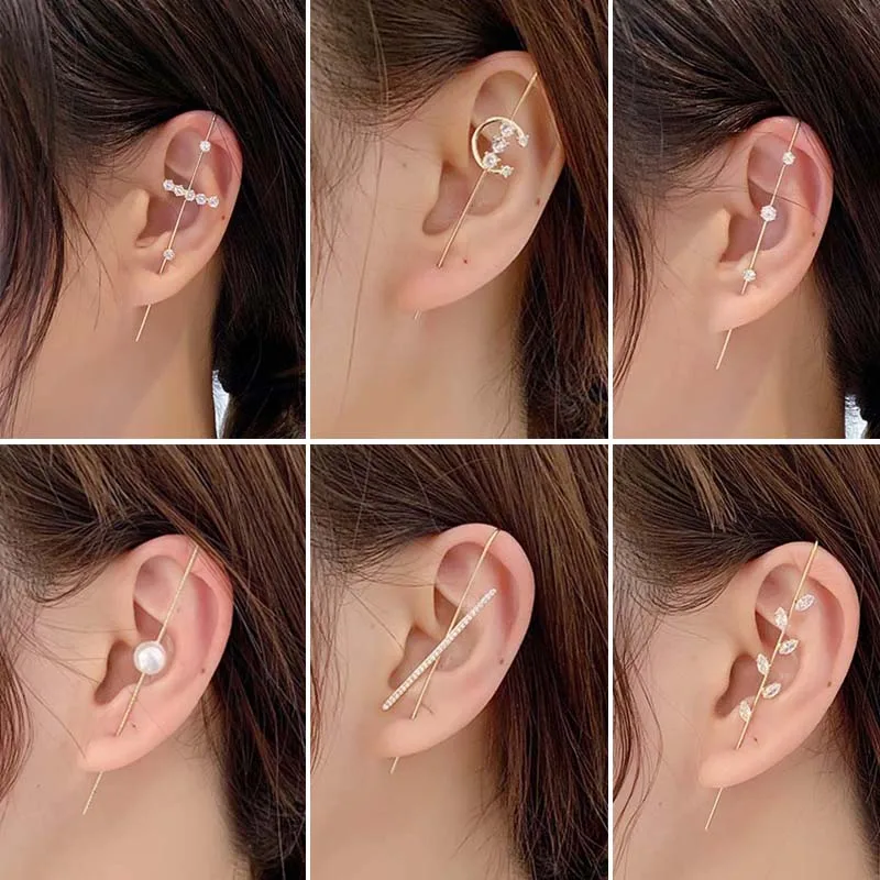 Zircon Hook Stud Earrings for Women Korean Rhinestone Pearl Diagonal Line Ear Bone Clip Ear Cuff Party Personality Jewelry Gift
Zircon Hook Stud Earrings for Women Korean Rhinestone Pearl Diagonal Line Ear Bone Clip Ear Cuff Party Personality Jewelry Gift