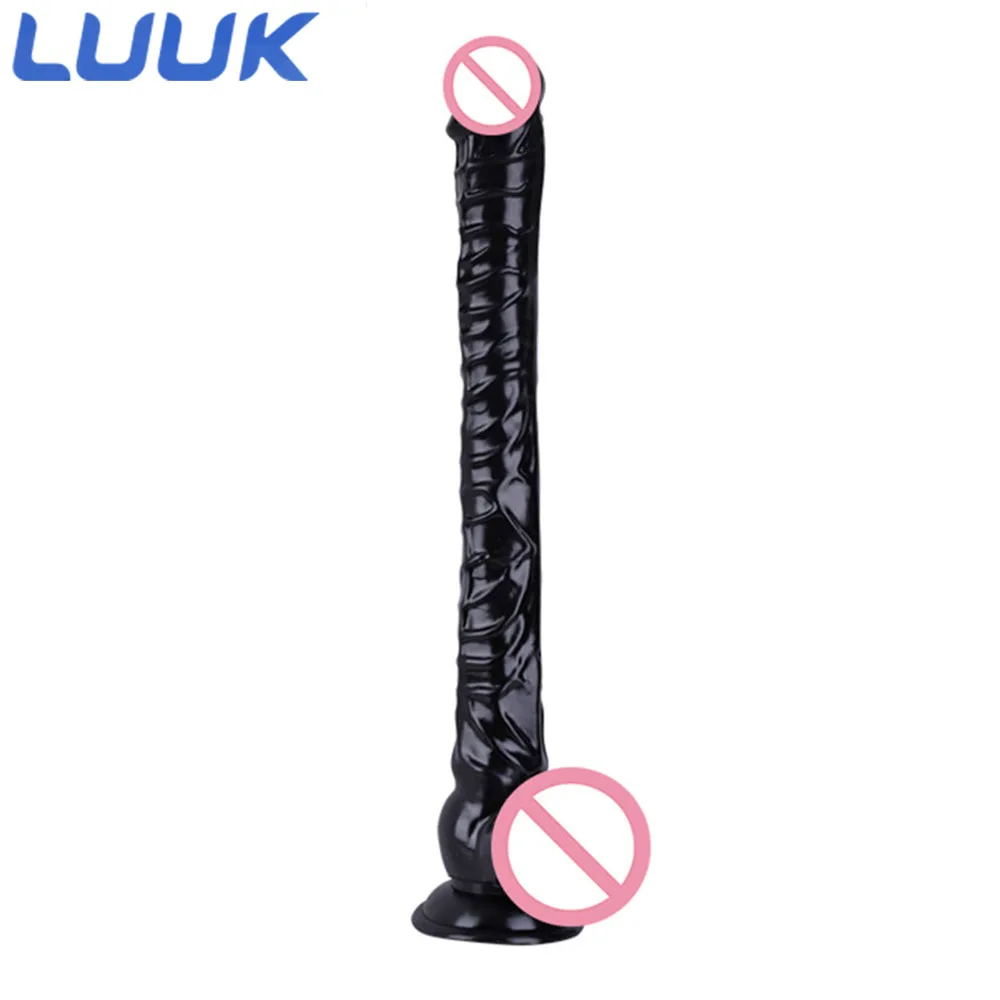 LUUK супер длинный 40 см фаллоимитатор на присоске мягкий член асимметричная полоса
