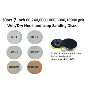 30pcs/Set 7inches 60-1000 Grits Sanding Disc Orbit Hook Loop Sandpaper Sander Replacement Abrasive Tools
30pcs/Set 7inches 60-1000 Grits Sanding Disc Orbit Hook Loop Sandpaper Sander Replacement Abrasive Tools