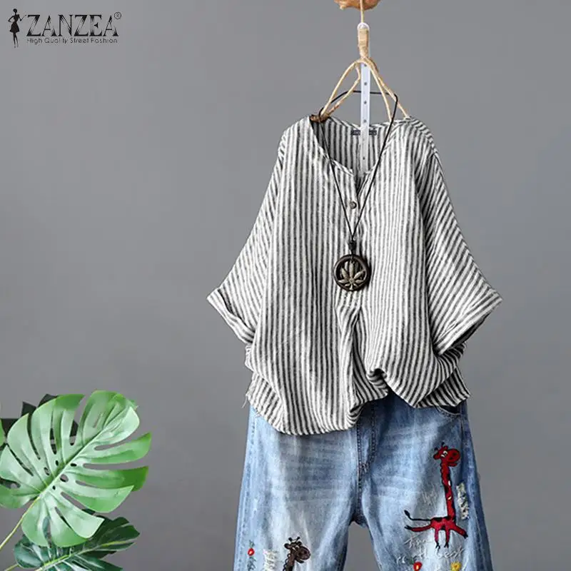 ZANZEA 2020 Women's Striped Blouse Fashion Summer Shirts Casual V Neck Work Blusas Female Short Sleeve Tops Oversized Tunic 5XL
ZANZEA 2020 Women's Striped Blouse Fashion Summer Shirts Casual V Neck Work Blusas Female Short Sleeve Tops Oversized Tunic 5XL