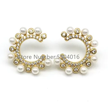 10 Pairs, Fashion Gold Color Half Circle Shape Stud Earring Crystal Zirconia Freshwater Pearl Beads Studs For Women Lady Earring
10 Pairs, Fashion Gold Color Half Circle Shape Stud Earring Crystal Zirconia Freshwater Pearl Beads Studs For Women Lady Earring